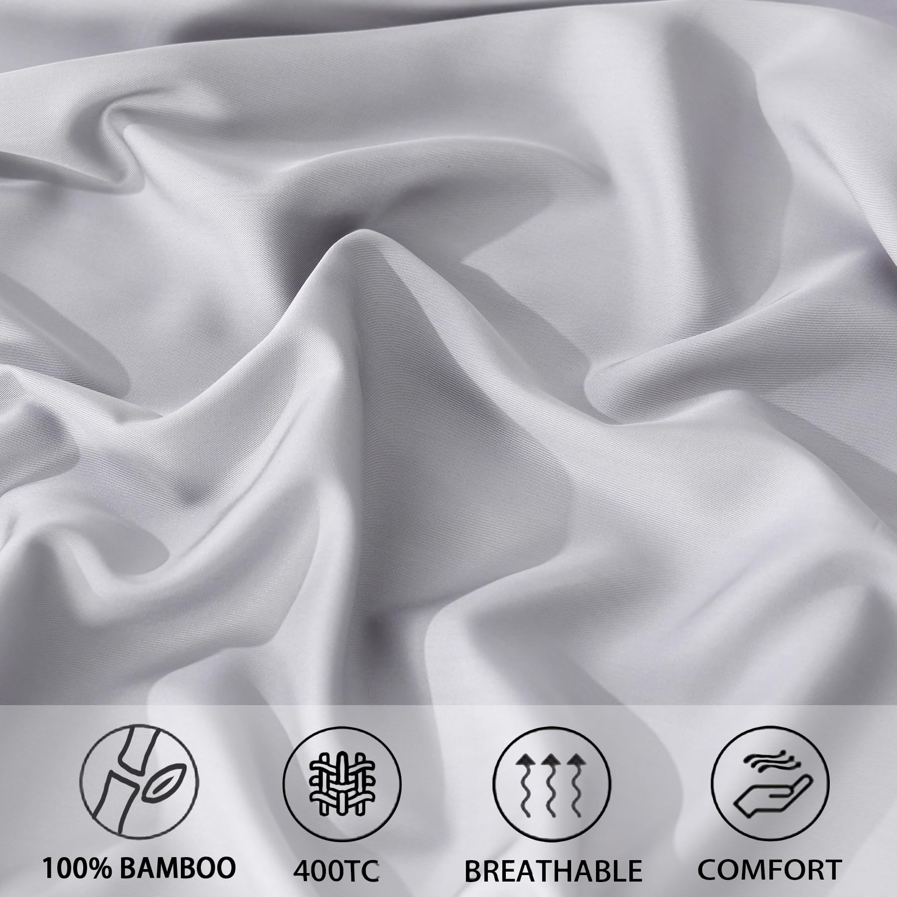 Cooling Sheets Rayon Derived from Bamboo 18"-24" Extra Deep Pocket Queen Sheets