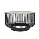 Deco 79 Aluminum Metal Geometric Open Frame Wire Coffee Table with Silver Aluminum Top, 30" x 30" x 17", Black