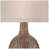 Chalane Rustic Farmhouse Accent Table Lamp 23.5" High Antique Bronze Hammered Texture Natural Beige Linen Fabric