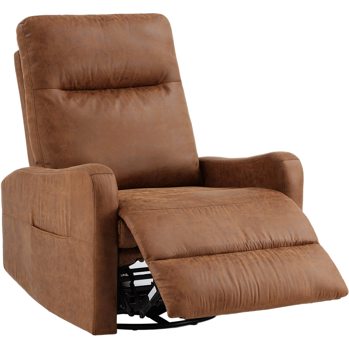 Leather Recliner Chair, Swivel Rocking Chair Reclining Chair with Lumbar Support, Ergonomic Lazy Boy Recliner Sofa Chair for Adults, Manual Glider Chair for Living Room, RV, Brown