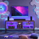 TV Stands for Living Room,ModernTV Console with Glass Shelves & LED Lights