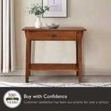 9057-RS Mission Console Entryway, Sofa Table, Made with Solid Wood,