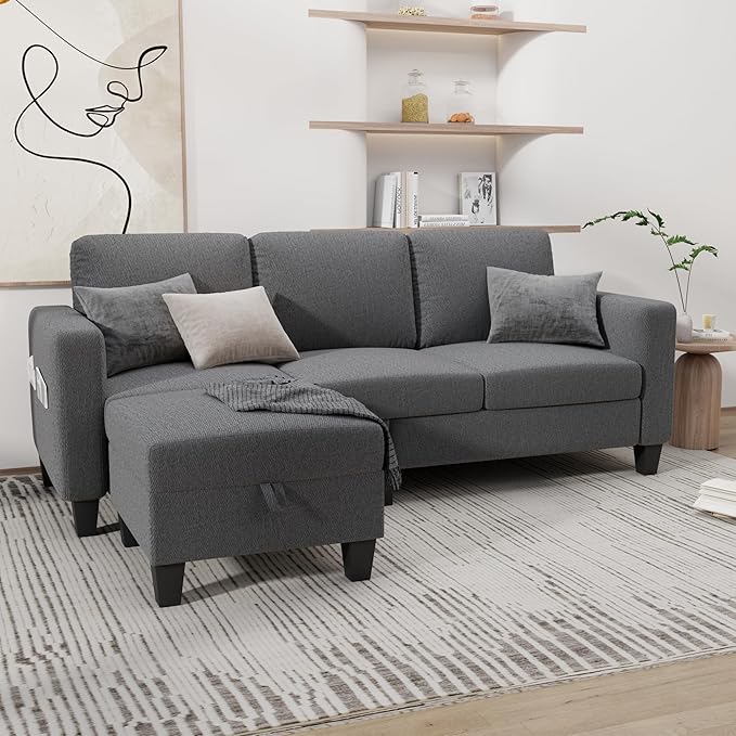 Couch for Living Room, Small Sectional Couch, 78" L Shaped Sofa 3 Seat Modern Sofa