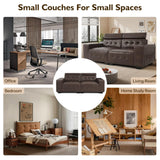 RESTREAL 83.8” Leather Sofa Couches for Living Room, Modern 3 Seater Comfy Sofa, Loveseat Sofa with Wide Armrest, Adjustable Backrest, Small Couches for Small Spaces, Apartment, Office (Brown)