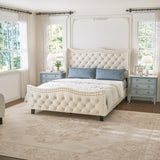 Queen Upholstered Bed with Tufted Wingback Headboard