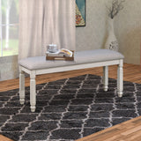 Fabric Upholstered Wooden Bench, White