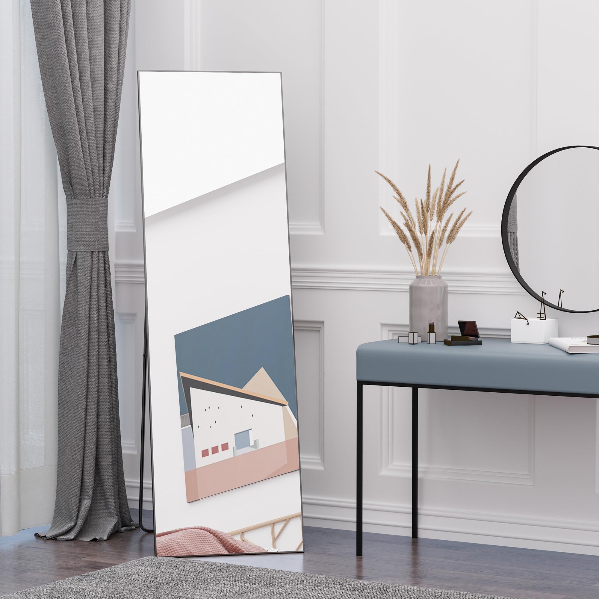 Full Length Glass Mirror, Freestanding or Wall Mounted Dress Mirror