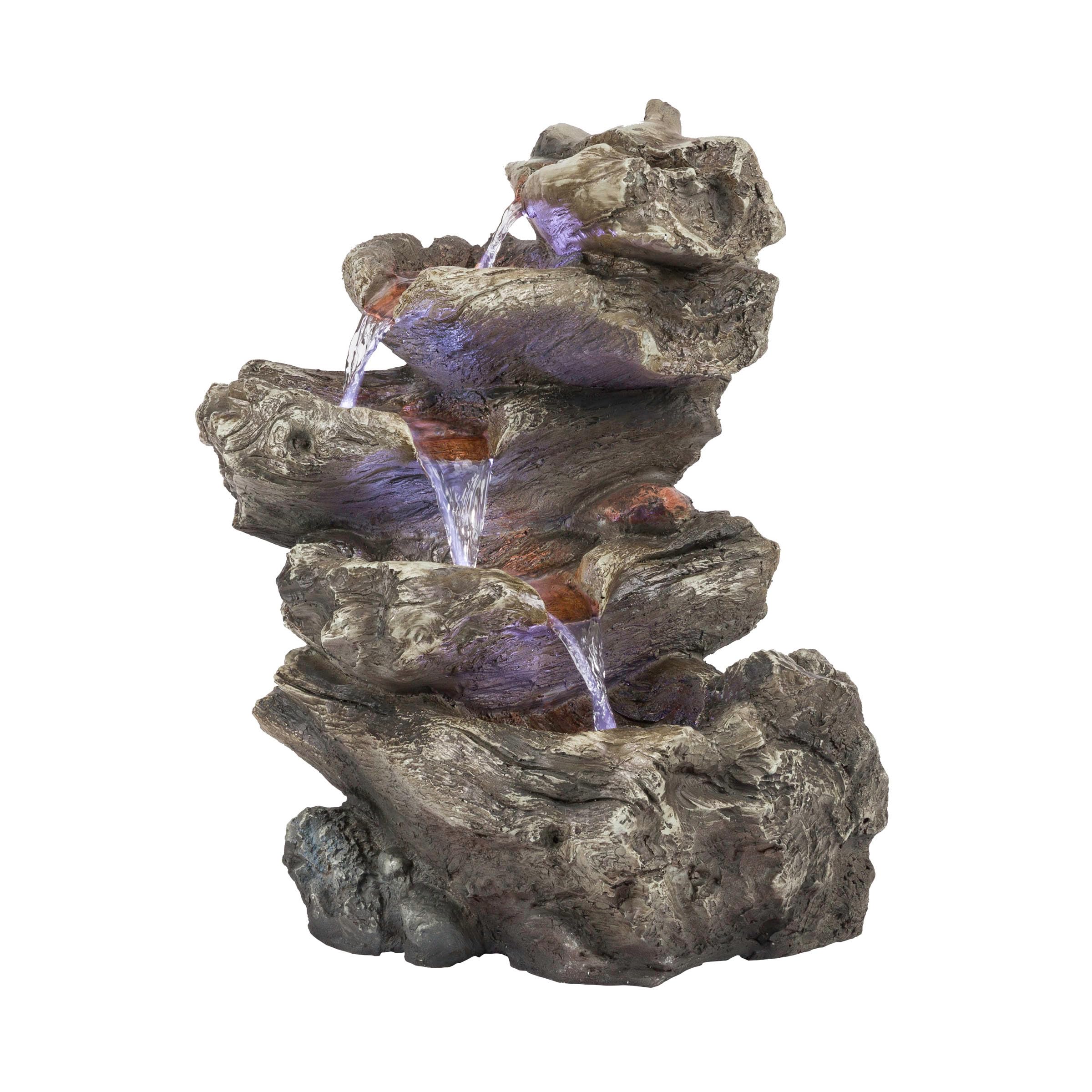 WIN1087 Indoor/Outdoor Floor Waterfall Fountain with LED Lights, 5-Tiered Rainforest