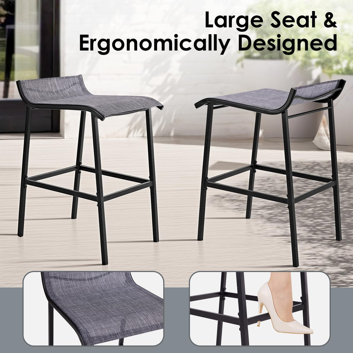 Outdoor Bar Stools Set of 2 Patio Bar Stools Outdoor Stools Metal Outdoor Bar Chairs