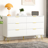 White Dresser, Modern 6-Drawer Dresser for Bedroom with Gold Handles