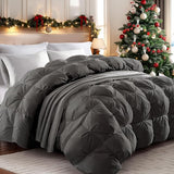 puredown Grey Goose Down Comforter Twin Size, 800 Fill Power, 100% Cotton 700 TC Fabric, Winter Duvet Insert, Pinch Pleat Heavyweight Comforter Cloud Fluffy Extra Warmth