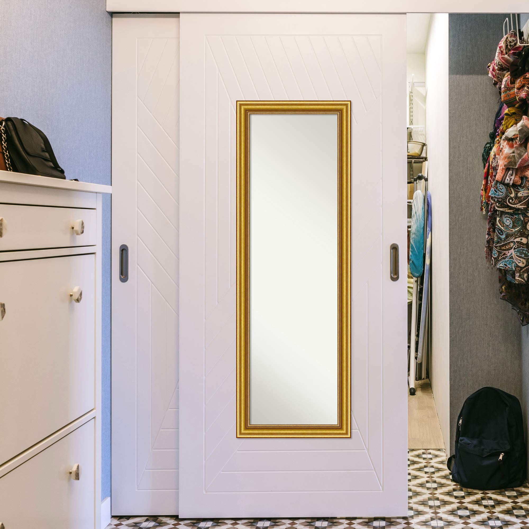 Wood Door Wall Mirror, Full Length Mirror Townhouse Gold Full Body
