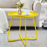 Outdoor Side Table, Small Round Patio Table Weather Resistant Steel, Small Accent End Table
