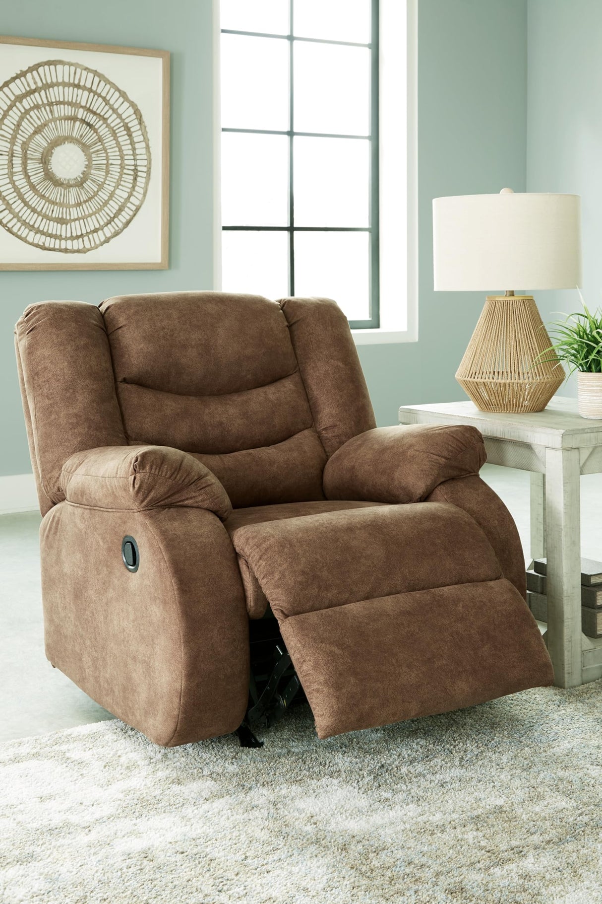 Partymate Contemporary Faux Leather Manual Rocker Recliner, Dark Brown