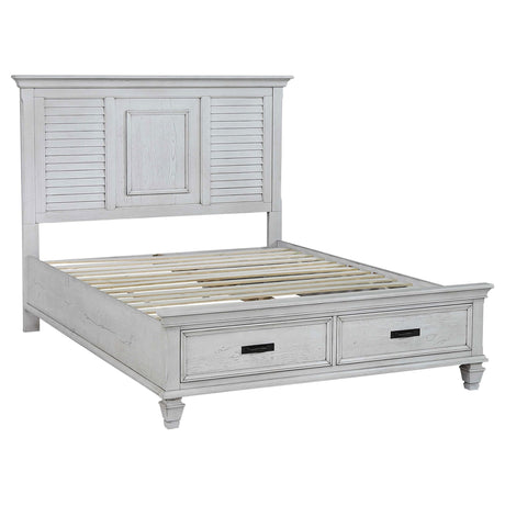 Franco Eastern King Bed 5-Piece Set, Distressed White