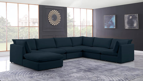 Furniture 688Navy-Sec7B Mackenzie Collection Modern | Contemporary Linen Textured