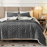 3-Piece Fluffy Faux Fur Sherpa Comforter Set Gray