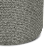 Serena 18 Inch Contemporary Round Braided Pouf in Dove Grey Cotton