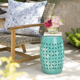 Lilac Outdoor 12" Iron Side Table, Teal