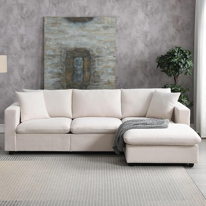 100.4" Modular Sectional Sofa for Living Room, Modern Convertible L Shaped Cloud Couch Set with Ottoman