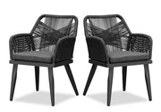 2 Pieces Outdoor Patio Dining Chairs All-Weather PE Rattan Patio Furniture