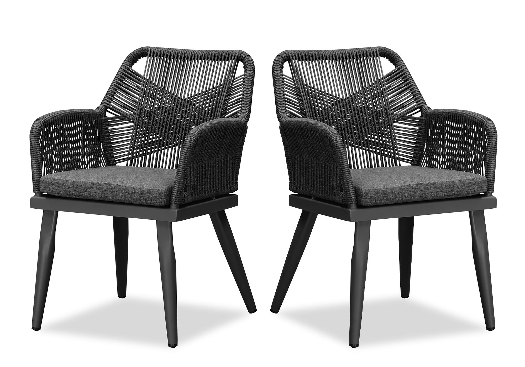 2 Pieces Outdoor Patio Dining Chairs All-Weather PE Rattan Patio Furniture