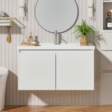 36" Bathroom Vanity with Ceramic Sink, Floating Bathroom Vanity with Sink and Cabinet