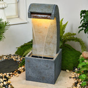35.83'' Outdoor Garden Cascading Stone Floor-Standing Waterfall Fountain