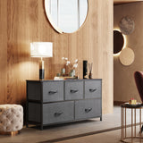 Dresser for Bedroom with 5 Drawers, Wide Chest of Drawers, Fabric Dresser, Storage