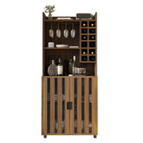 Wine Bar Cabinet for Liquor and Glasses with 12 Wine Bottle Racks