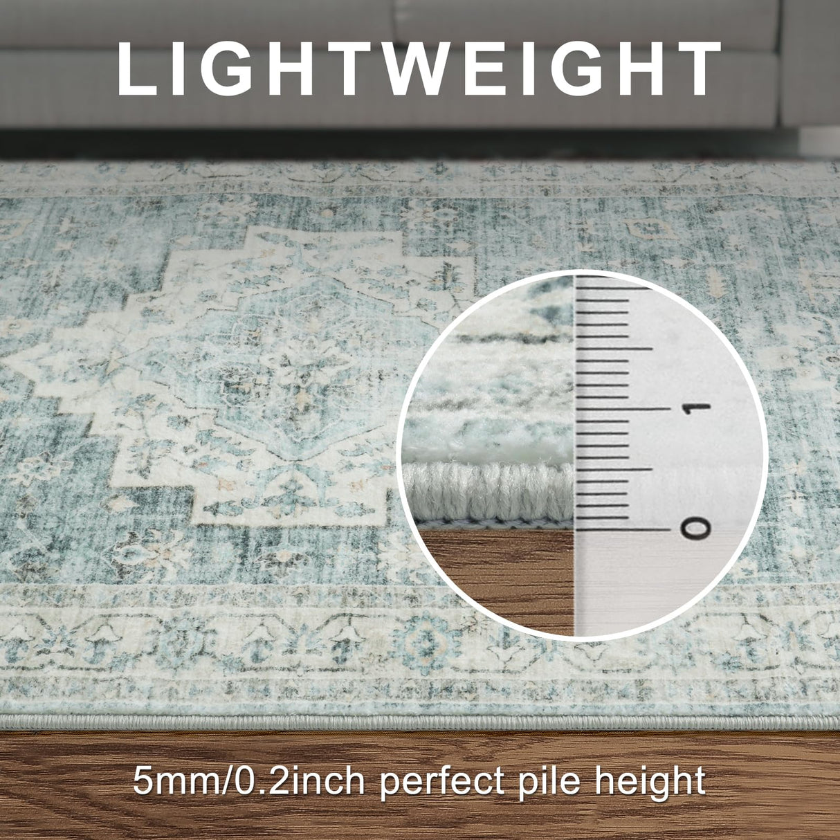 LIVEBOX Machine Washable Rug 5x7 Sage Green Rugs for Living Room, Non Slip Vinatge Rug Boho Bedroom Rug, Low-Pile Print Distressed Floral Rug Carpet for Bedroom Home Office, Dining Room