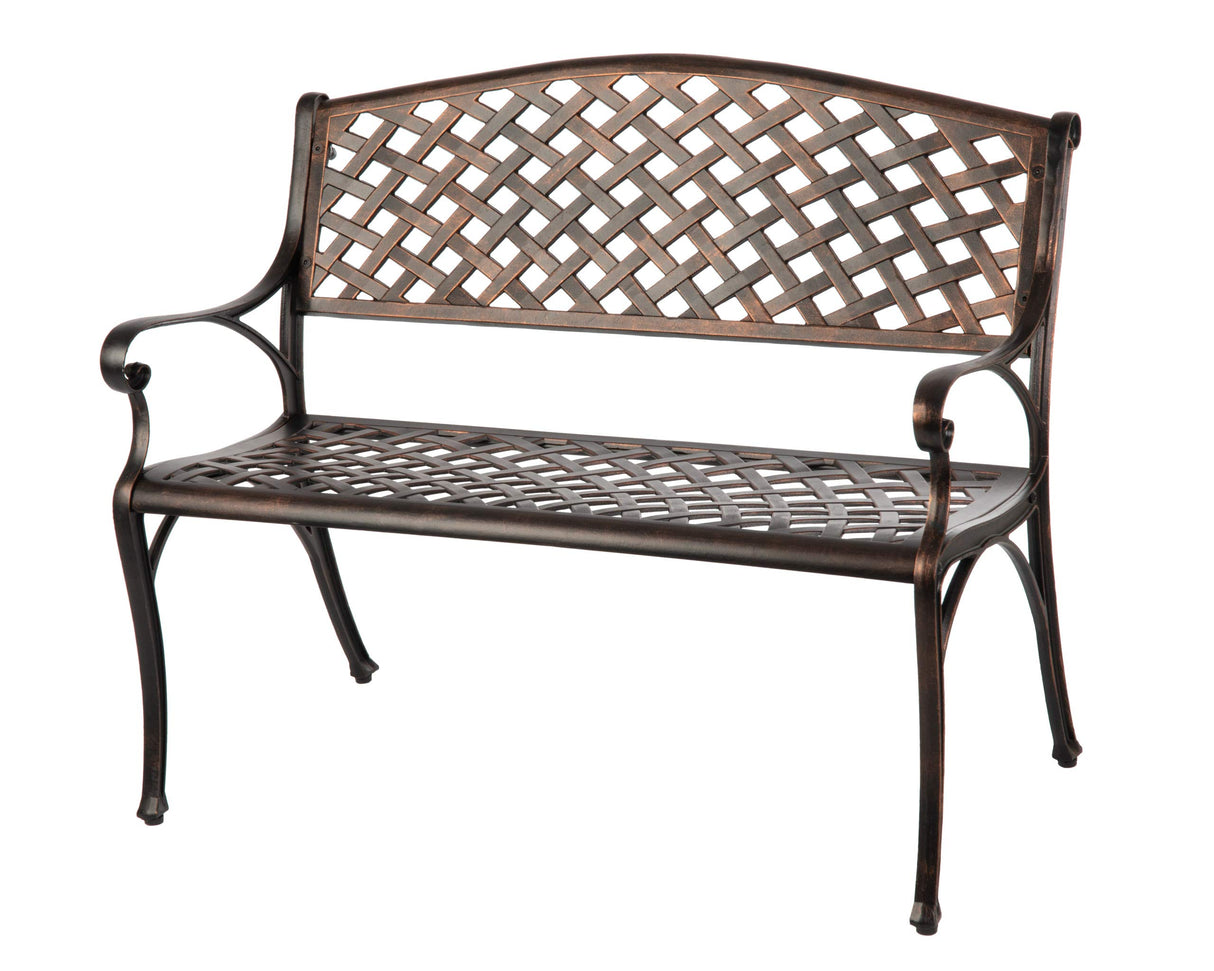 61491 Patio Bench Cast Aluminum Lightweight Sturdy Bench Perfect for Relaxing