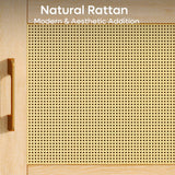 80 Inch Natural Rattan TV Stand with LED Lights