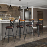 New Brown Swivel Bar Stools Set of 2, Adjustable Seat Height Bar Stools