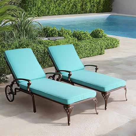 Chaise Lounge Chair Outdoor - Patio Lounge Aluminum Recliner Chair with Cushion