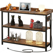 Farmhouse Console Table with Power Outlet - Height Adjustable Entryway Table 43"