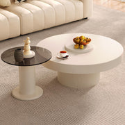 Modern Round Coffee Table Set of 2 Small End Table Tempered
