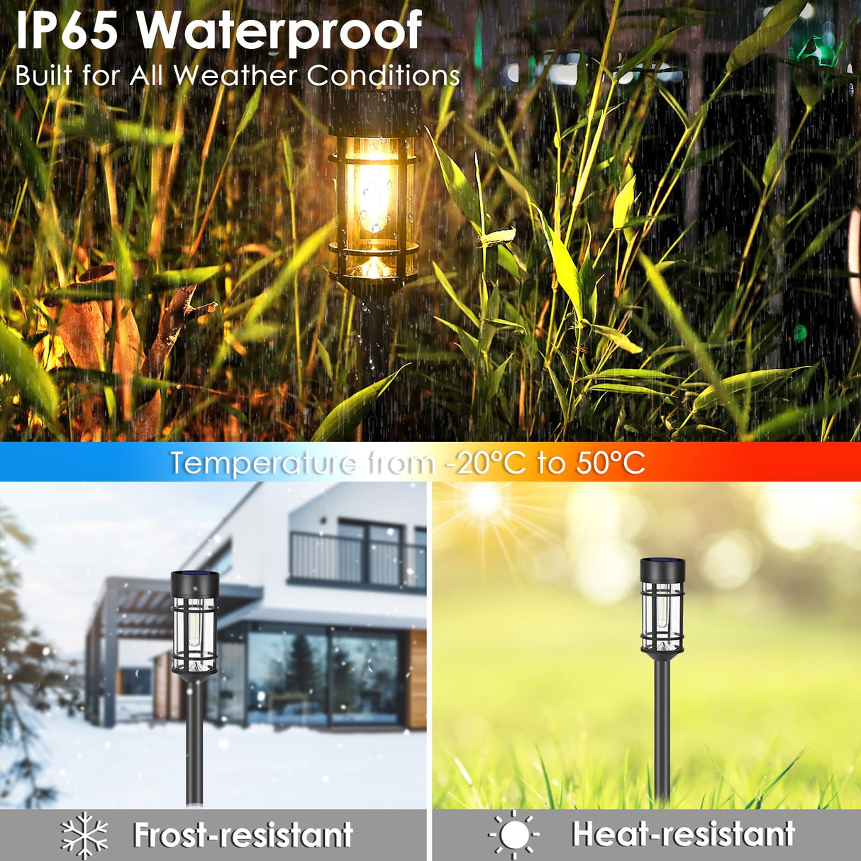 Solar Pathway Lights, 8 Pack LED Solar Lights Outdoor Waterproof, Glass Solar Garden