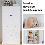 Kitchen Pantry Storage Cabinet 72" Height, with Barn Doors, Drawer