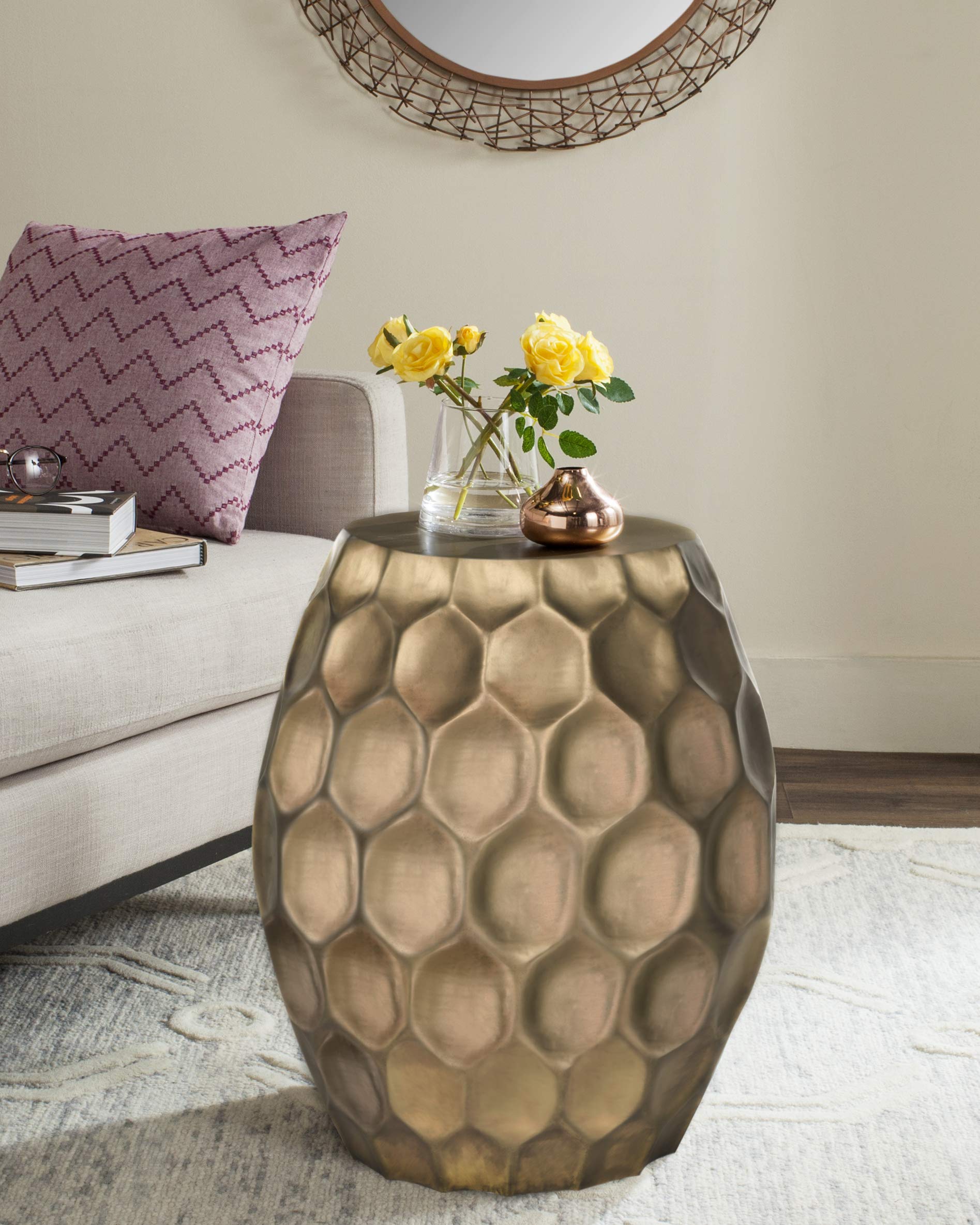 Home Collection Roxanna Antique Brass Side Table