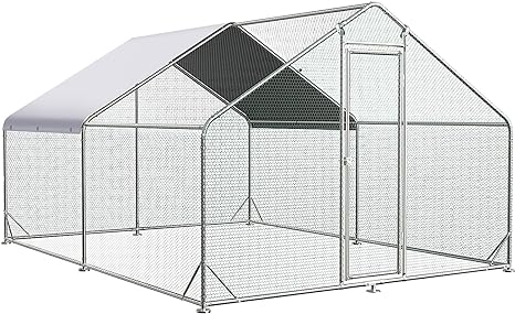 Large Chicken Coop Metal Chicken Runs Walk-in Chicken House Chicken Pen Kennel Poultry Cage