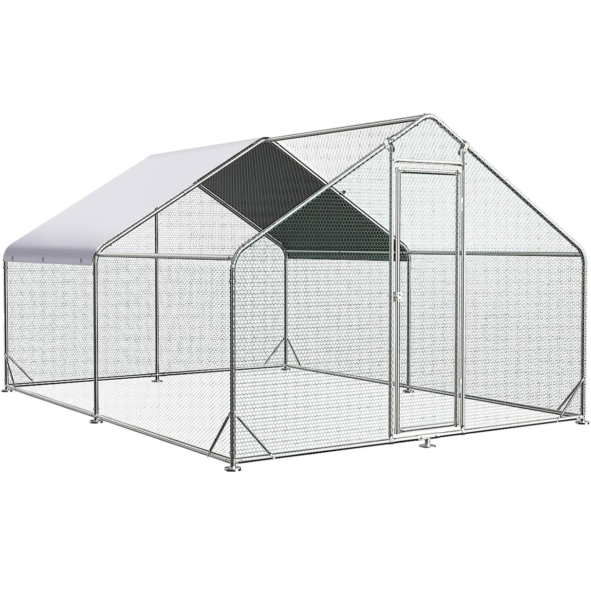 Large Chicken Coop Metal Chicken Runs Walk-in Chicken House Chicken Pen Kennel Poultry Cage