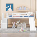 Twin Size Low Loft Bed for Kids,Loft Bed with Slide and Ladder