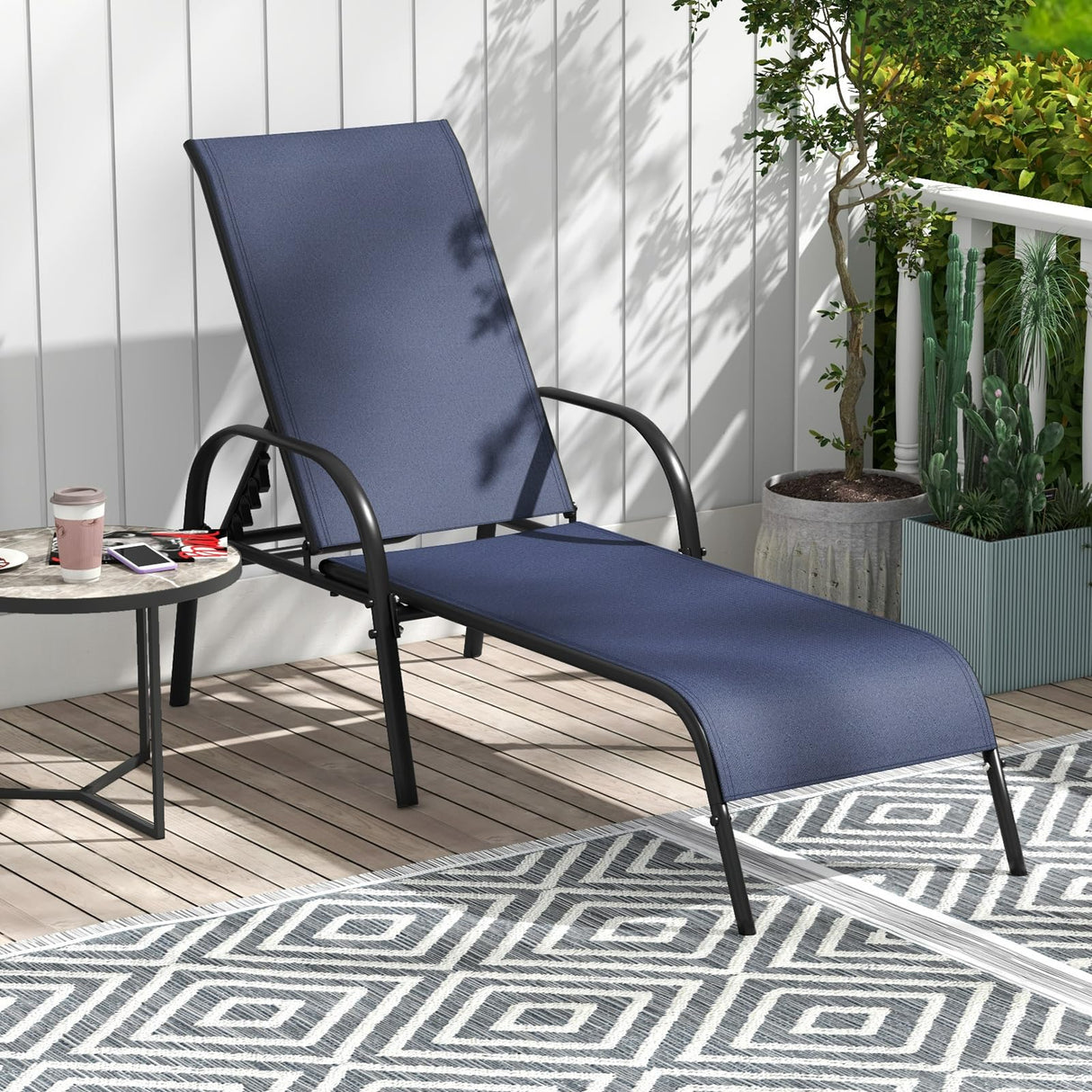 2 Pack Patio Lounge Chair, Outdoor Chaise Lounge with 5 Adjustable Backrest