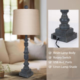 28" Rustic Table Lamps Set of 2 with USB Charging Ports
