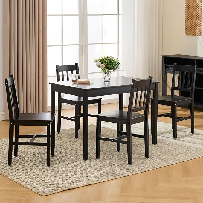 Table Set for 4, 5 - Piece Kitchen Table Set 42.5 Inch Rectangular Dining Table with Chairs