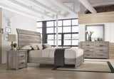 Floren Contemporary Weathered Gray Wood Bedroom Set, Queen Panel Bed, Dresser,