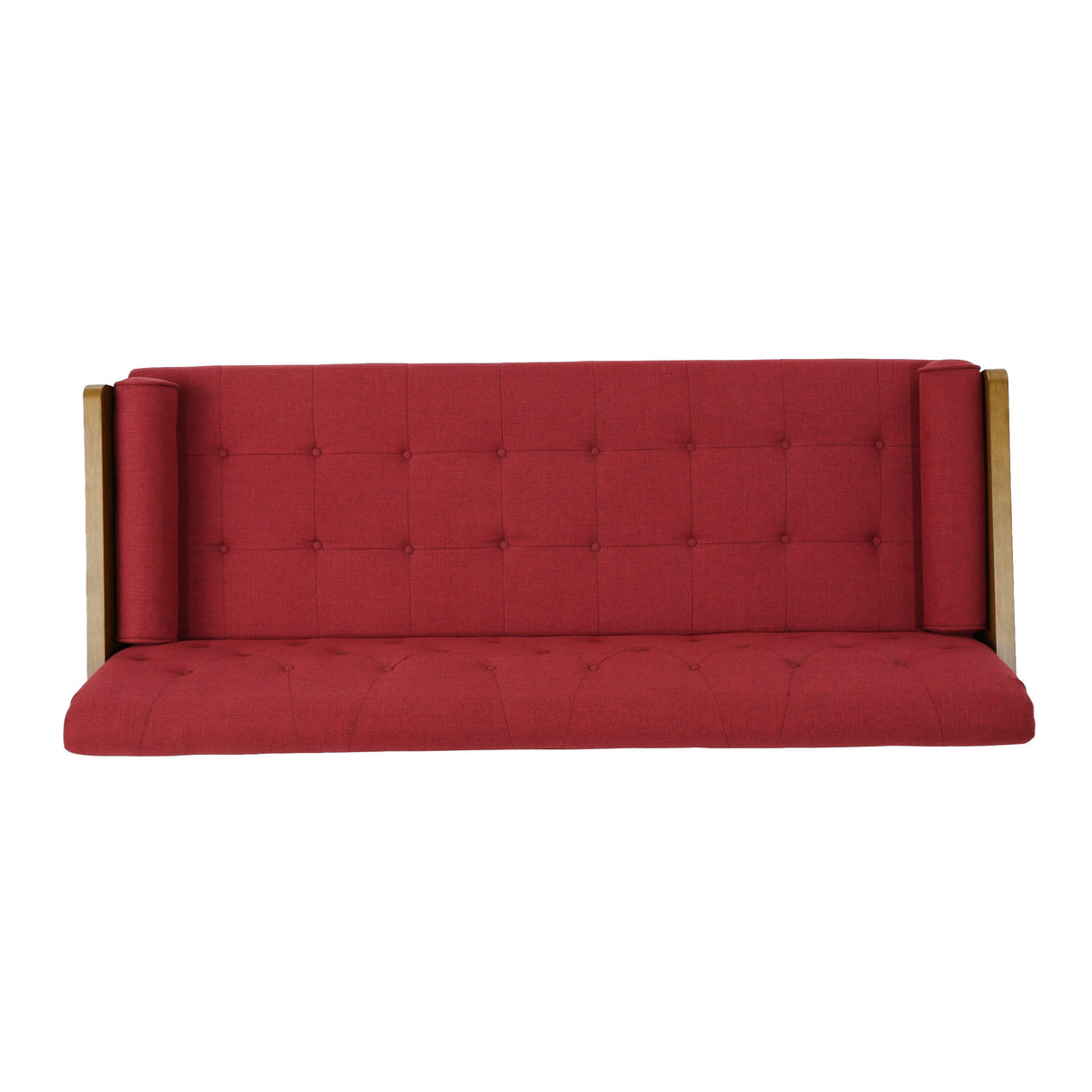 GDFStudio Christopher Knight Home Aidan Mid Century Modern Tufted Fabric Sofa, Red