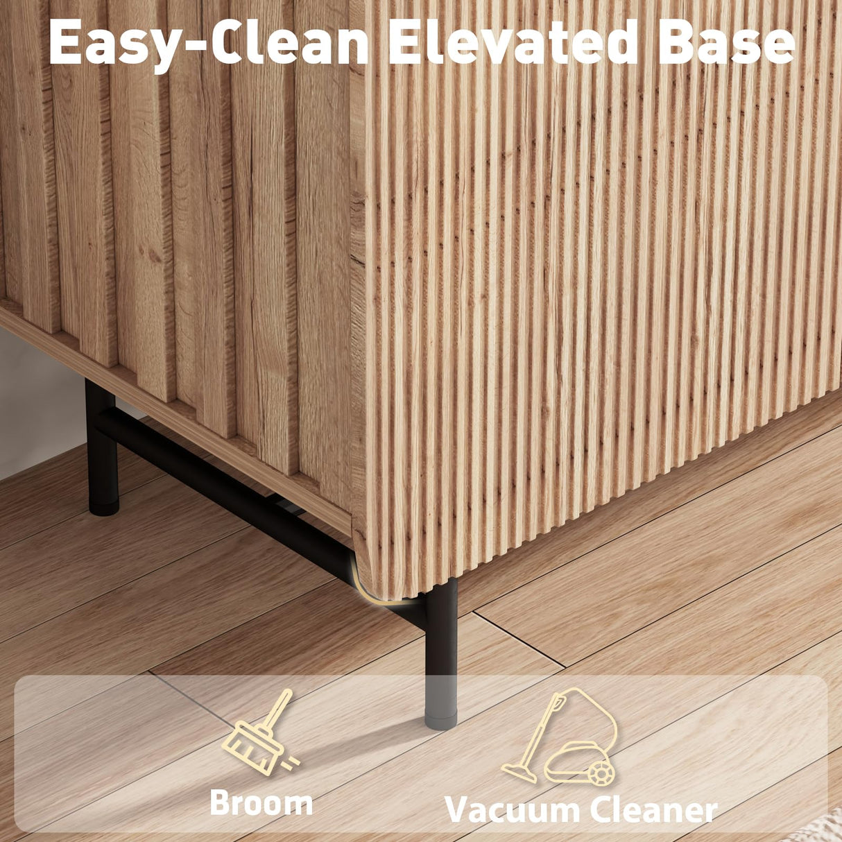 68" Mid-Century Modern TV Stand with LED Lighting