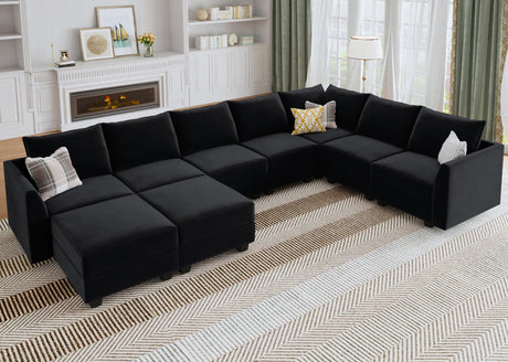 Modular Sectional Sofa Velvet U Shaped Couch with Storage Oversized Sectional Sofa